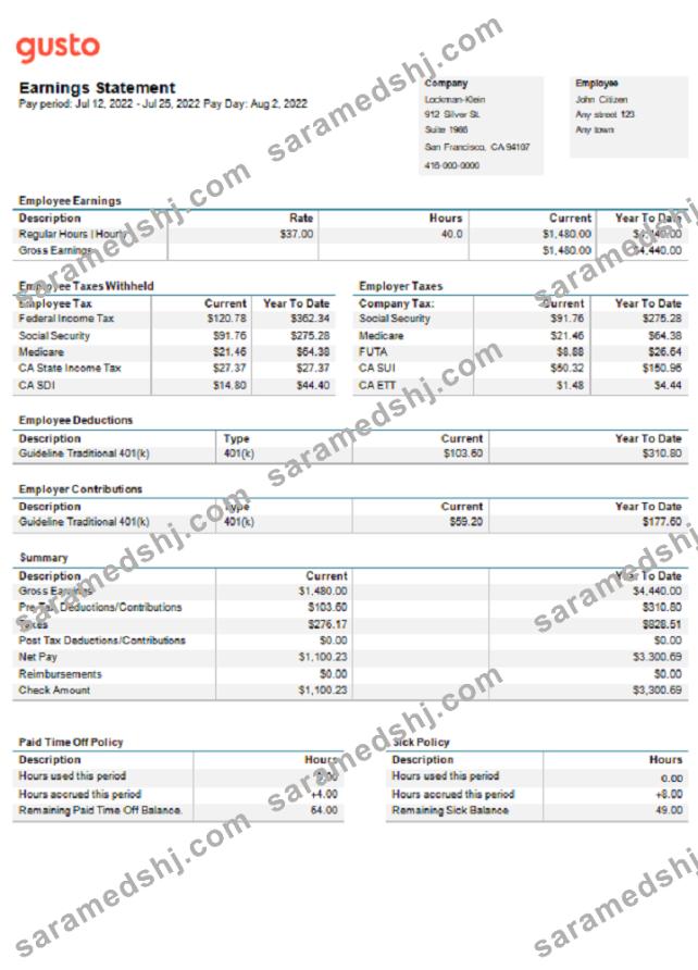 USA California business providing company earnings statement
